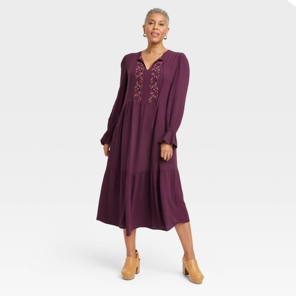 Knox Rose Dresses & Skirts - ⭐️ Knox Rose Deep Purple Long Sleeve Dress M